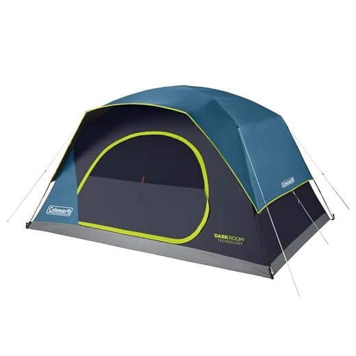 Coleman 4/6/8/10 Person Skydome Dark Room Tent with Rainfly, 5 Minute Setup, Blocks 90% of Sunlight, 20% More Headroom Than Traditional Tents