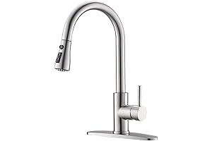 Brushed Nickel Single Hole Kitchen Faucets with Pull Down Sprayer Kitchen Sink Faucet