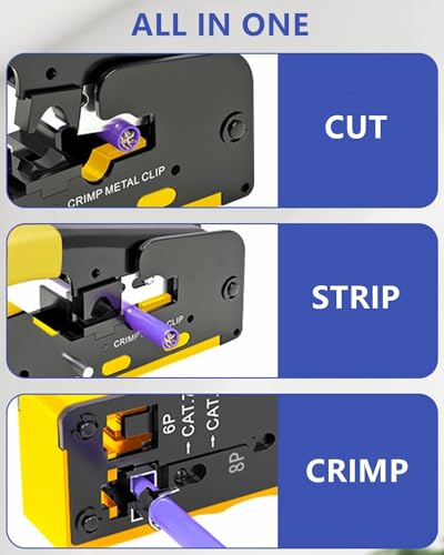 Image of COOLCOLD LAN Tester & RJ45 Crimping Tool Kit - Network Cable Tester for RJ11 /RJ45 CAT5 /5e /6 /7 Ethernet, Line Finder for Open /Short Circuit | Pass Through Crimp Tool 6P 8P STP /UTP (Multi-Color)