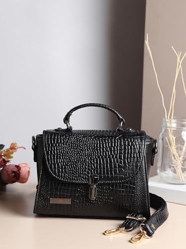 Image of Victoria Satchel Hand-held with Adjustable & Detachable Shoulder Sling Strap for Women |Genuine Leather Crossbody Top Handle Handbag | 10-Year Warranty