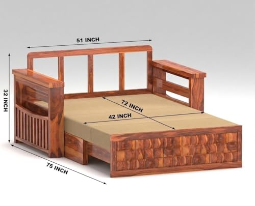 Image of Wooden Sofa Cum Bed (Akrie Honey)