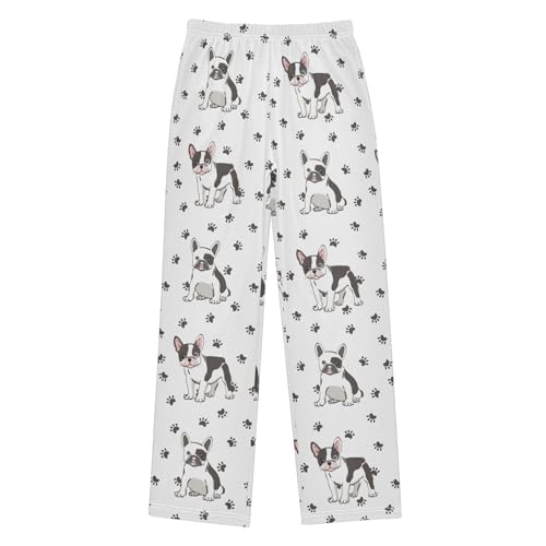 Boys' Pants Cute Bulldog Paw Long Bottoms Jogger Pants Elastic Waist Trousers with Pockets S-XL
