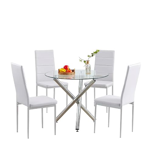 Paonne Pu Dining Chairs Set Of 2, High Back Leather Chairs For Kitchen Dining, Armless Chair Set Of 2 Waterproof Leather Home Chairs 2 With Metal Frame And Legs (612 White Pvc Set Of 2) #TOP6