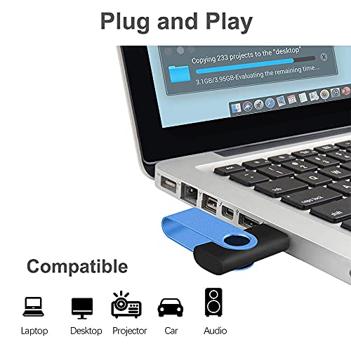 ABLAZE 2GB Flash Drive 20 Pack, USB 2.0 Memory Stick with Lanyards Swivel Thumb Drives Bulk Pendrive U Disk for Data Storage (Blue) by ABLAZE - Image 3