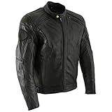 Milwaukee Leather LKM7005 Men's Premium Black Leather Racer Style Motorcycle Jacket with CE Armor - 3X-Large