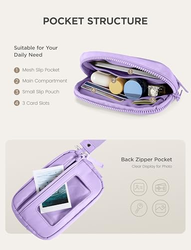 Image of Uselike Womens Wallet Card Holder Purse with Zipper Quilted Phone Wallet RFID Blocking Small Wristlet Wallets for Everyday, Travel (Lavender Purple)
