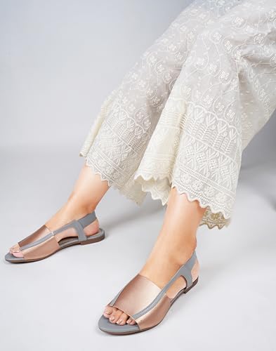 Image of SilverArrow womens Voyaga Flat Sandal, Fashion Sandals with Strap, Suitable for Fusion Outfit