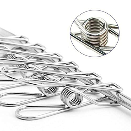 Image of FDSHIP Stainless Steel (Set of 20) Multipurpose Sturdy Clothes Hanging Clips, Clothes Drying Clips, Clothes Pegs, Clothespin,Rust Proof (Small)