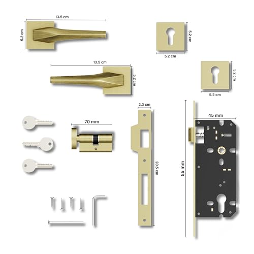 Image of GLOXY Brass Door Locks for Bathroom Door Lock, Balcony Store Room Keyless Pull Handle Set with Brass Baby Latch for Home, Office, Hotel | Antique Finish (2 Years Warranty, Pack of 1)