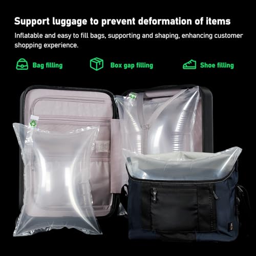 YSOOUA 200 Stück Luftpolsterkissen Luftkissen mit Luftpumpe Füllmaterial Paket 10 x 15cm Lufttaschen Polstermaterial Luftpolster für Transportverpackungen, Stoßfest für Keine Öffnungsfülung