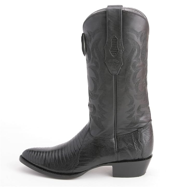Image of Genuine Lizard Teju Black Round Toe Los Altos Men's Western Cowboy Boot 650705 (11 D)