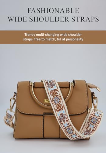 Image of Lyrovo Adjustable Purse Strap Replacement for Women, 1.5 inch Wide Crossbody Shoulder Strap Boho Handbag Strap (Rattan White)