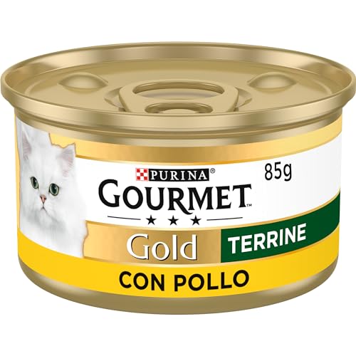 Gourmet Purina Gold Terrine, Comida Húmeda para Gato con Pollo, 24 latas de 85g