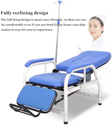 Adjustable Phlebotomy Chair with Armrest, Fully Reclining Blood Draw & Infusion Chair, Comfortable Waiting Room Reception Chair with Footrest & Leg Rest