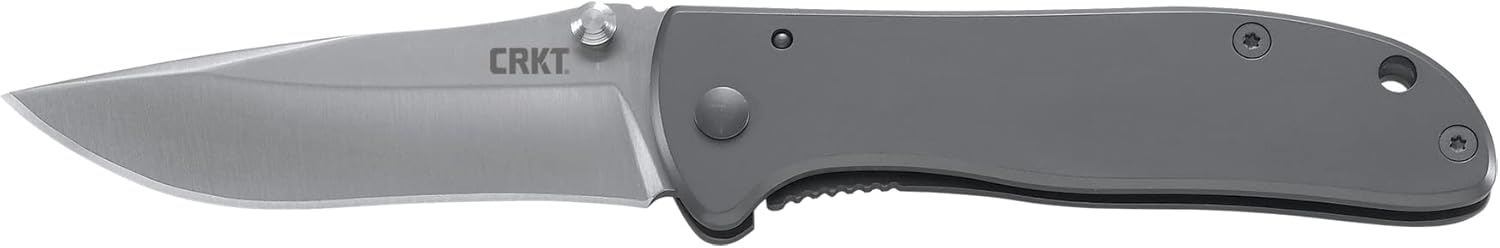 CRKT Drifter Everyday Carry EDC Pocket Folding Knife with Frame Lock: Stainless Steel Plain Edge Blade, Stainless Steel Handle, Pocket Clip, 6450S