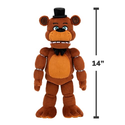 Image of Jazwares Five Nights at Freddy's 14 inch Poseable Sound Classic Freddy Plush - 4 Sounds, and Glow-in-The-Dark Eyes - Ages 8+