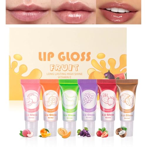 Juego de 6 bálsamos labiales con vitamina E, aceite de labios hidratante para labios secos y agrietados, juego de bálsamo labial para aclarar las arrugas de los labios para mujeres y niñas