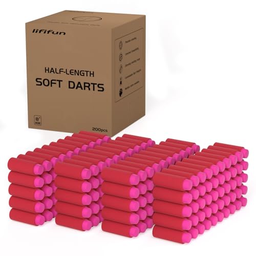 200pcs Half-Length Soft Darts for Foam Blasters (Red Pink)