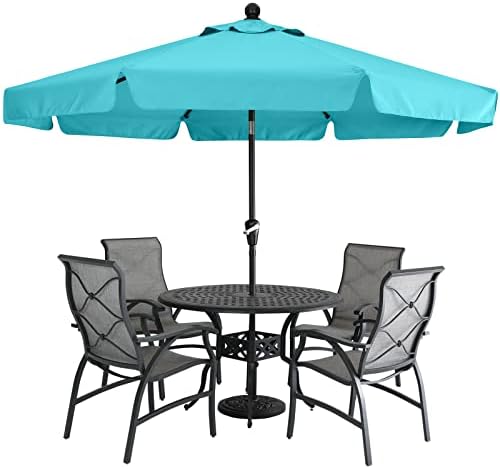 MASTERCANOPY Valance Patio Umbrella for Outdoor Table Market -8 Ribs (9ft, Turquoise)