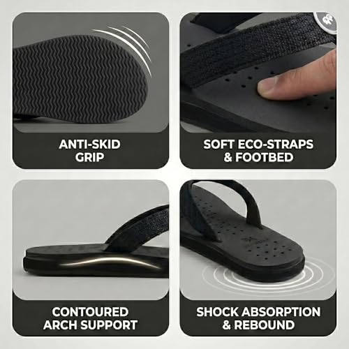 Image of Neeman's Eco Flip Flops for Men | Comfortable Outdoor Indoor Fashionable Slippers for Boys | Rubber Flat Slip On Flexible | Everday Comfort | Lightweight Soft Chappal