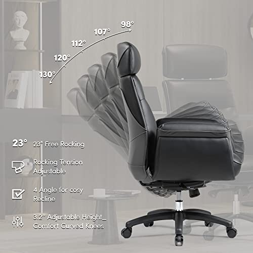 Eureka Ergonomic Desk Chair Executive Office, High Back Tiltable, Comfortable Heavy Duty, Gaming Computer Chair, Wide Seat Adjustable Swivel, Big Tall Chair, Luxury Pu Leather, Black&Dark Gray #TOP4