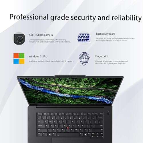 Image of Lenovo ThinkPad T1g Gen 8 Business AI Laptop, RTX 5060, 16 inch UHD+ (3840 x 2400), 32GB RAM | 1TB SSD, Intel Core Ultra 7 255H, 5MP RGB+IR Camera, Fingerprint, Backlit KB, Wi-Fi 7, Win 11 Pro, Black