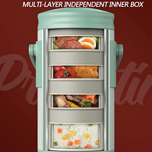 Lonchera térmica para alimentos calientes, 3000 ml, gran capacidad, conservación del calor las 24 horas, caja interior independiente de cuatro capas, asa de transporte mejorada