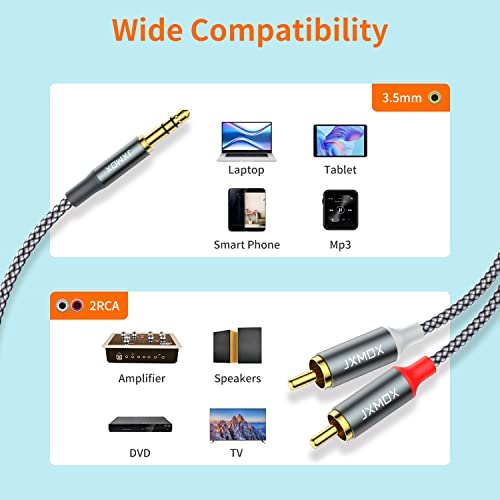 3.5Mm To Rca Cable, (6.6Ft/2M) Rca Male To Aux Audio Adapter Hifi Sound Headphone Jack Adapter Metal Shell Rca Y Splitter Rca Auxiliary Cord 1/8 To Rca Connector For Phone Speaker Mp3 Tablet Hdtv #TOP1