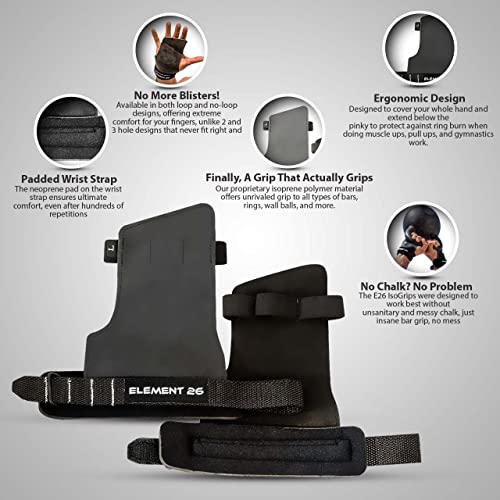 Element 26 Hand Grips for WODs, Gymnastics, Weight Lifting, and Cross Training Gloves - Tactical Grips for Men and Women (Medium, IsoGrip with Loops) by Element 26 - Image 2