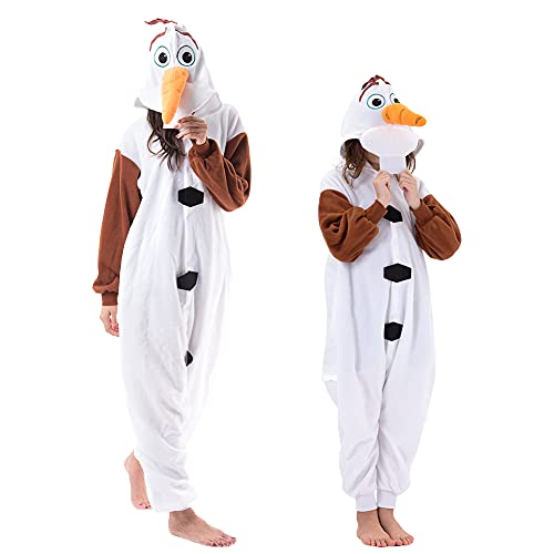 Beauty Shine Adult Unisex Cartoon Onesie Pajamas Cosplay Halloween Christmas Sleepwear Jumpsuit Costume (Olaf, Medium)