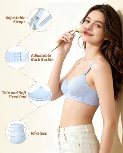 Image of Phennie's Big Girls Cotton Training Bras Kids Wireless Light Padded Sports Bras for Teens 10-18 Years