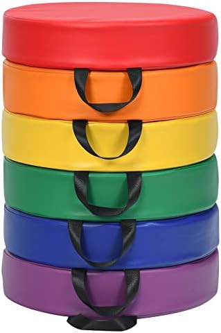 Costzon 6-Piece 15 inch Kids Floor Cushion, 3" Thick Waterproof Daycare Foam Cushion w/Handle, Soft Flexible Seating for Classroom, Home, School, Kindergarten or Nursery