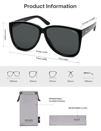Image of SOJOS Trendy Big Oversized Polarized Sunglasses Womens Mens, 70s 80s Retro Vintage Pilot Shades SJ2643