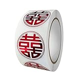 500 Pieces Chinese Red 'Double Happiness' Roll Stickers for Envelopes, Decoration Supplies for Wedding, Envelopes, Cards, Gift Bags, Parties Presents