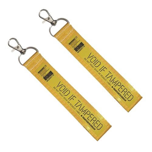 Pacote com 2 chaveiros Void If Tampered, cordão de alça amarela, porta-chaves, alça amarela para chaves, mochilas, cordões
