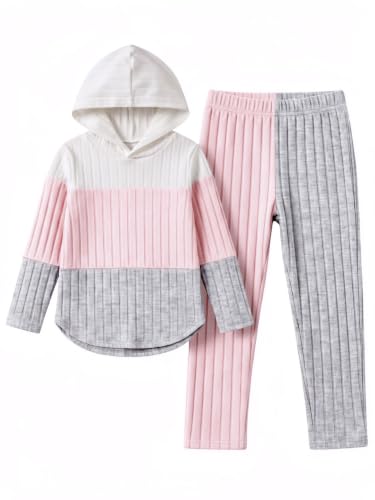Girls Winter Clothes 2 Piece Outfit Set Hoodie Leggings Light Pink 7-8Y - image 1