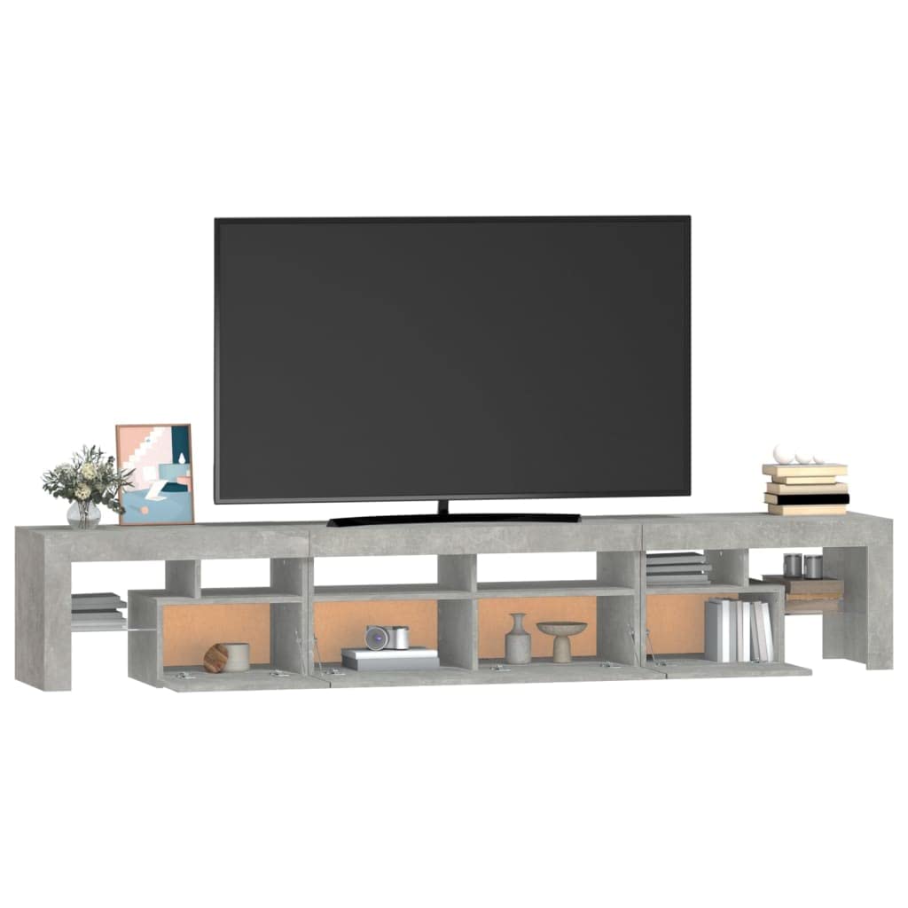 Mueble de TV con Luces LED Gris hormigón 230x36,5x40 cm