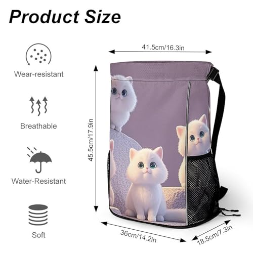 Cute And Adorable Cat Drawstring Backpack, Dry Wet Separate Gym Bag Unisex Sports Drawstring Bag for Work, Fitness2
