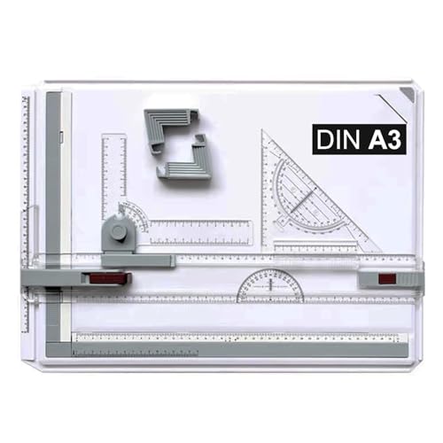 WinHUb A3 Drawing Board 51x37cm Adjustable Technical Drafting Table with Parallel Motion Sliding Ruler & Accessories Multi-Function Drawing Board for Students Engineers Artists & Architects