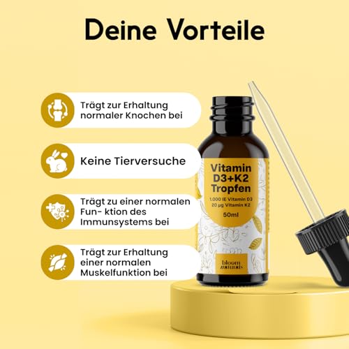 Vitamin D3 K2 Tropfen hochdosiert – 50 ml – 1.000 IE D3 + 20 µg K2 – Ansicht 4