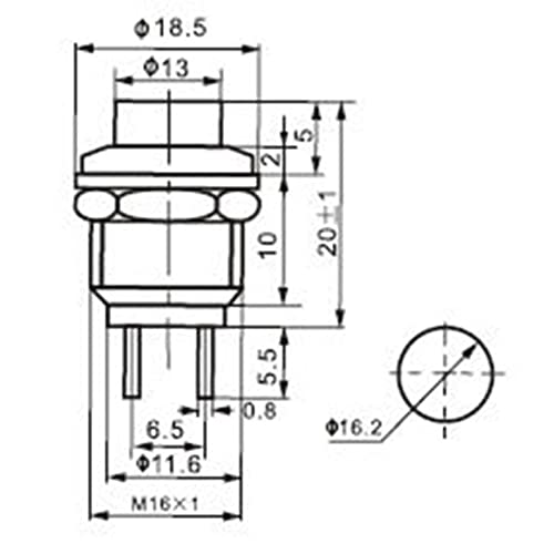 Interrupteur à bouton-poussoir momentané 16mm pour tableau de bord auto - 8