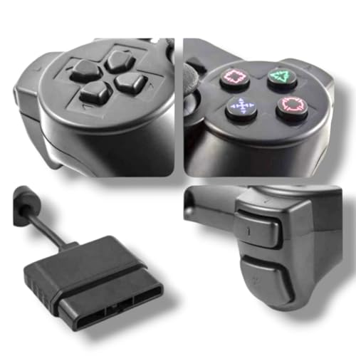 Image of GAME GURU Wired Controller for PS2 - Double Shock Vibration Gamepad Joystick with 1.8M Cable - Ergonomic Design Remote Joypad for Sony PlayStation 2 Console