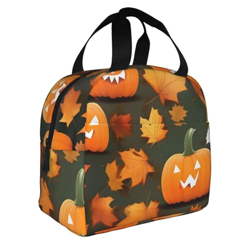 PPHGUT Happy Thanksgiving Day Pumpkin Print Versatile Borsa termica per il pranzo Conservazione Pasto Caldo Snack Bevande Pesca Escursionismo