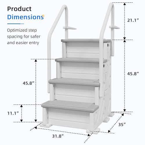 image for Polar Aurora Heavy Duty Pool Ladder Above Ground, Dual Handrails Nonsl