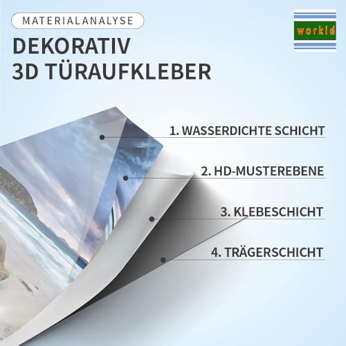 workid 3D Türtapete Türfolie selbstklebend TürPoster PVC Türaufkleber Fototapeten-Strand 90x200 MTHP-07