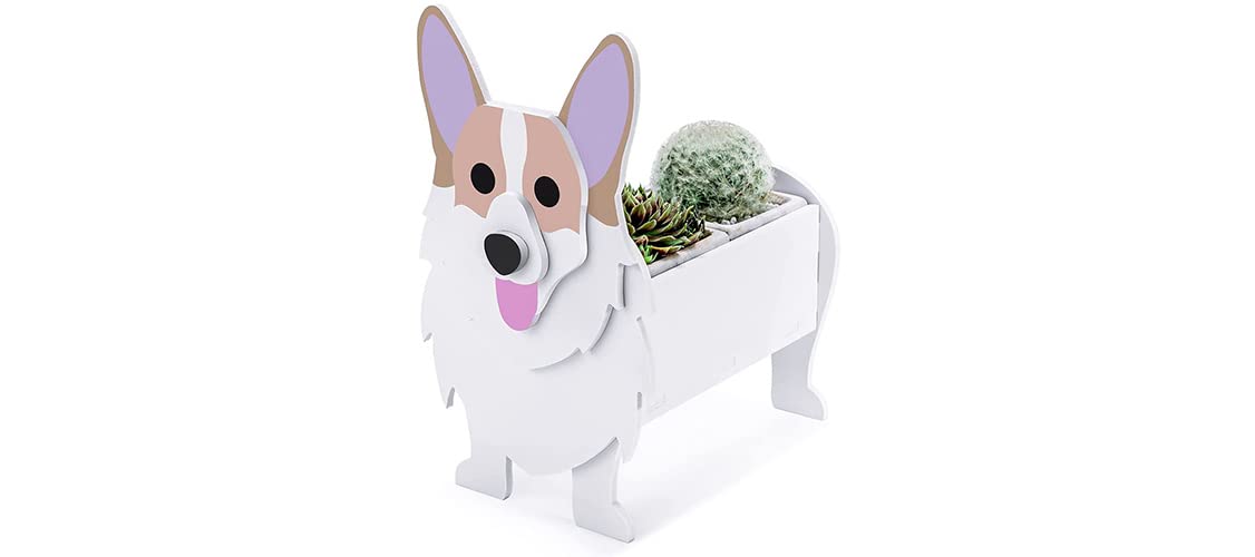 Planter Plant Pots,Animal Shaped Cartoon Planter, Cute Dog Flower Pots for Garden Flower Cactus Air Plants, Succulent Pot Decoration for Yard Decoration,Corgi,24 * 15 * 18cm