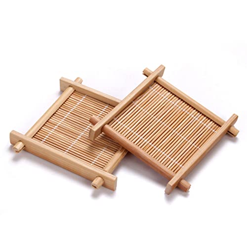 AKOAK 2 Pcs Handmade Bamboo Coaster Kung Fu Tea Accessories, Coffee Cups, Bamboo Coasters, Placemats, Kitchen Accessories