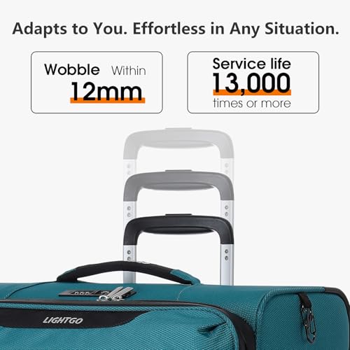 Image of LIGHTGO 20 Inch Carry On Luggage, Ultra Light Softside Suitcase with Spinner Wheels, 20x14x8 Inches Including Wheels for Airline Approved, TSA Lock, Water Resistant Luggage for Women Men, Turquoise