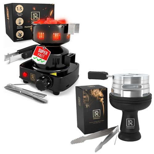 Hookah Coal Burner for Hookah – Premium FIRE Tower Multipurpose Electric Stove for Hookah Coals Burner for Shisha -Black Silicone Hookah Bowl Set Silicone