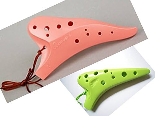 Holiday Special! Focalink OSAWA 12 Holes Alto C Salmon Pink + Soprano C ABS Resin (Sturdy & Durable) Ocarina. - Easy to Learn, Good for Beginner & Great Gift. Linn's Arts! (Salmon Pink/Green)